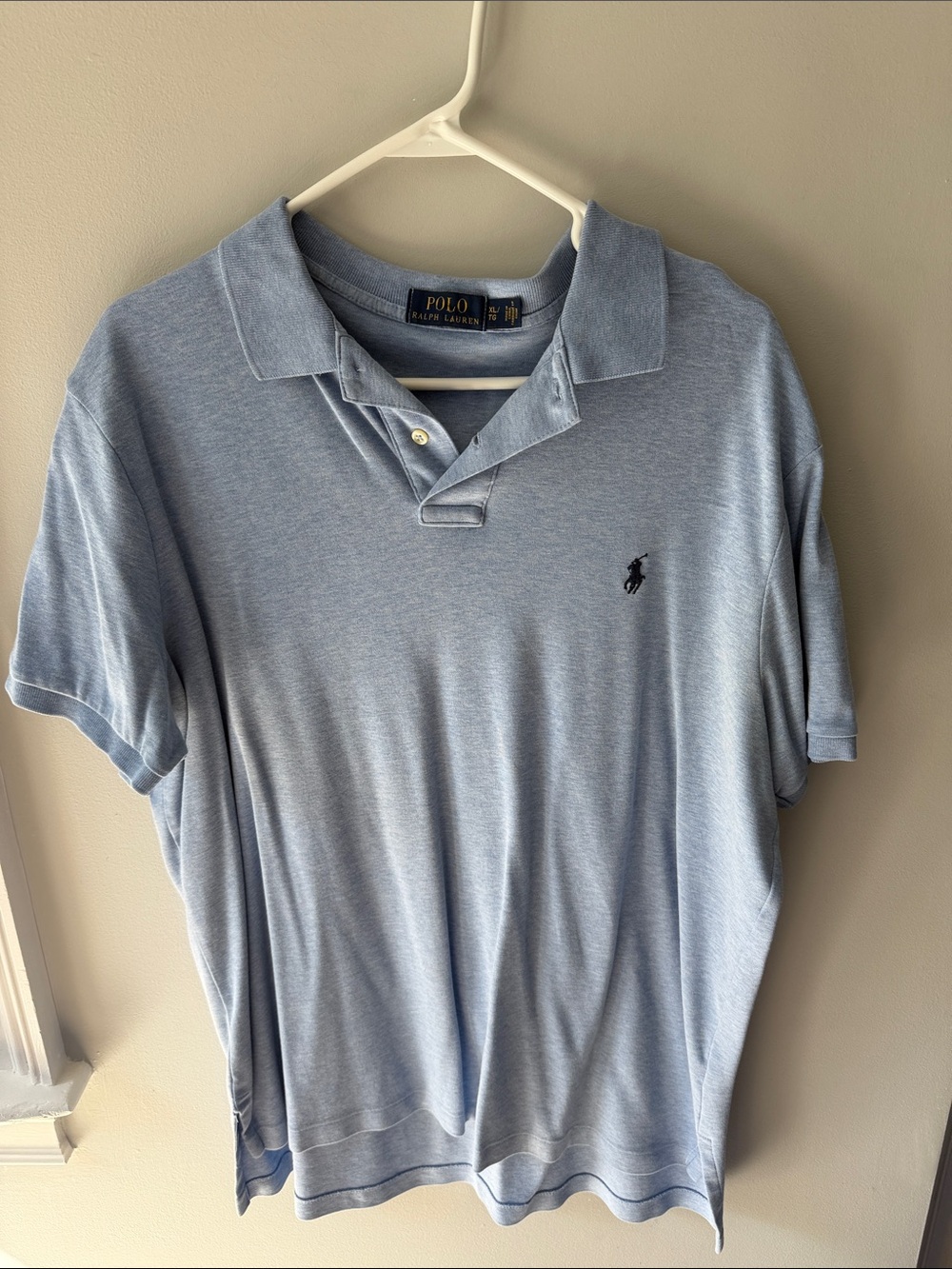 Polo by Ralph Lauren Men's Light Blue Polo with Navy Pony